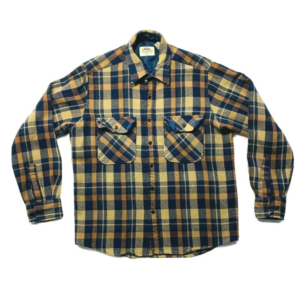 Vintage Fieldmaster Wool Blend Flannel Button Up Shirt Plaid Flap Pockets M NWOT